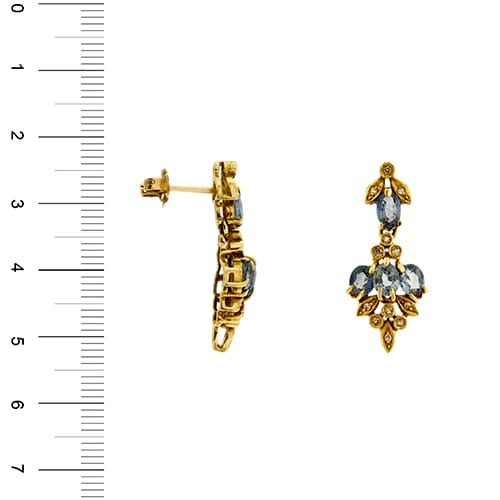 Boucles d'oreilles Boucles d’oreilles pendantes - Diamants et saphirs en or jaune 18 ct 58 Facettes 37417