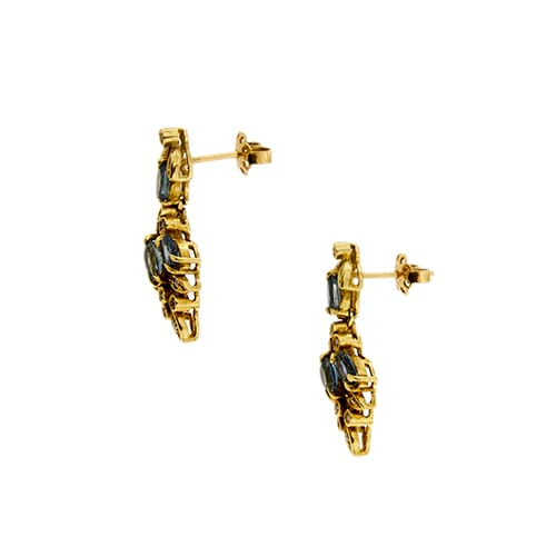 Boucles d'oreilles Boucles d’oreilles pendantes - Diamants et saphirs en or jaune 18 ct 58 Facettes 37417