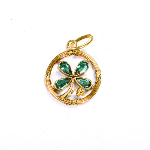 Pendentif ancien trèfle 4 feuilles or rose_face.jpg