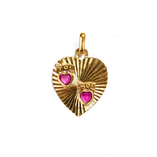 Pendentif coeur rayonnant or jaune Toi Moi rubis_face.jpg