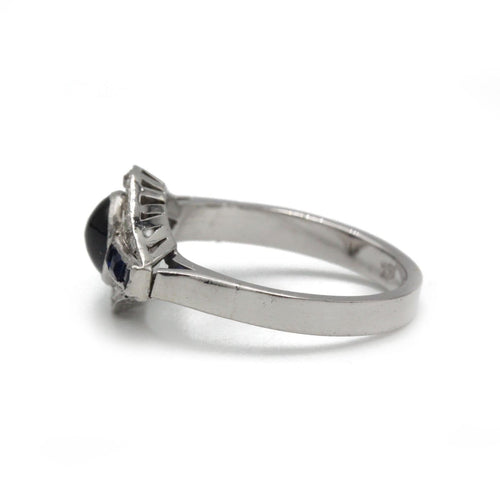 Bague 54 Bague Art déco en or blanc 18k, diamants et saphirs 58 Facettes SA095