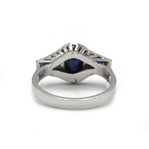 Bague 54 Bague Art déco en or blanc 18k, diamants et saphirs 58 Facettes SA095