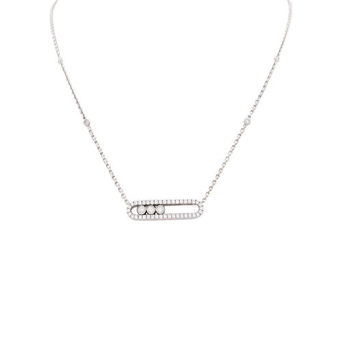 Collier Messika Move Classique pavé - Collier en or blanc et diamants 58 Facettes 36042