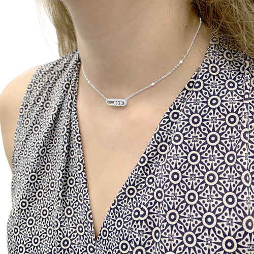 Collier Messika Move Classique pavé - Collier en or blanc et diamants 58 Facettes 36042