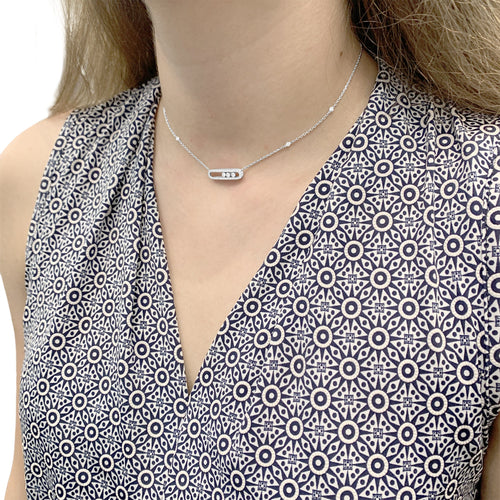 Collier Messika Move Classique pavé - Collier en or blanc et diamants 58 Facettes 36042