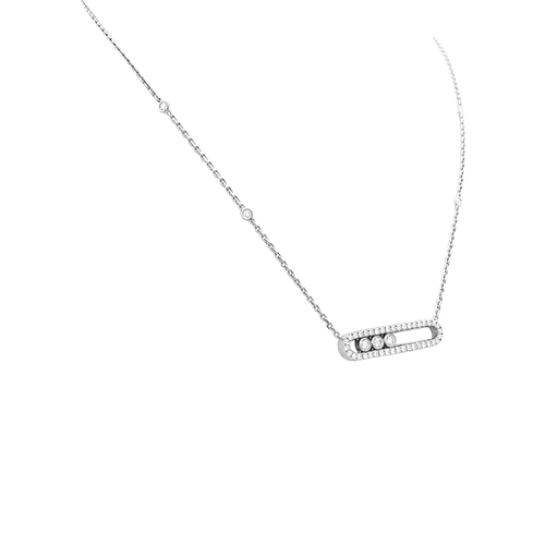 Collier Messika Move Classique pavé - Collier en or blanc et diamants 58 Facettes 36042