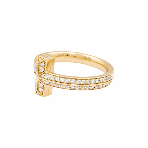Bague 54 Tiffany & Co. Tiffany T - Bague en or rose et diamants 58 Facettes 36023
