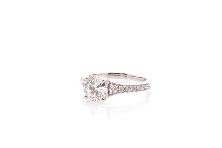 Bague 52 Bague en platine avec diamant 1,26 ct et diamants 58 Facettes 27142-27073