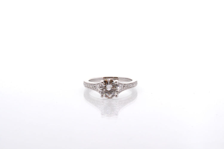 Bague 52 Bague en platine avec diamant 1,26 ct et diamants 58 Facettes 27142-27073