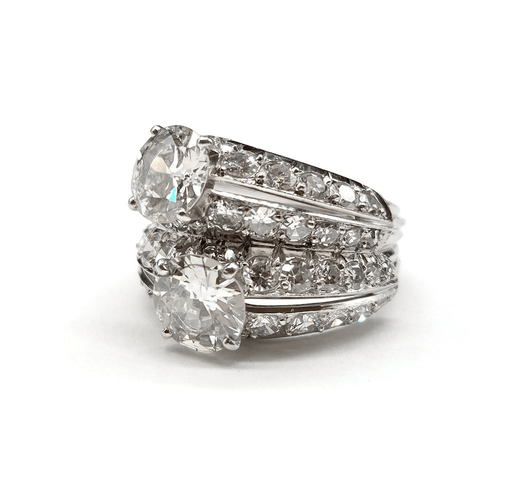 Bague 47 Bague Toi & Moi en platine avec diamants taille ancienne 58 Facettes BOV/260061