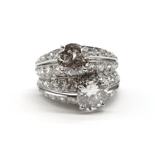Bague 47 Bague Toi & Moi en platine avec diamants taille ancienne 58 Facettes BOV/260061