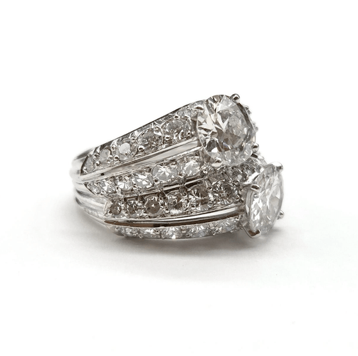 Bague 47 Bague Toi & Moi en platine avec diamants taille ancienne 58 Facettes BOV/260061