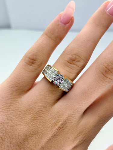 Bague 54 Bague solitaire en or jaune 18K et diamants, 3,10 ct 58 Facettes 2249