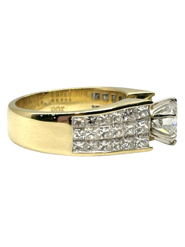 Bague 54 Bague solitaire en or jaune 18K et diamants, 3,10 ct 58 Facettes 2249