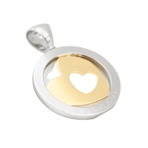 Bulgari - Pendentif cœur en or 750 et acier