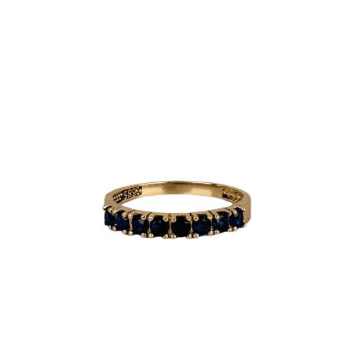 Bague vintage en or jaune 14k et saphirs bleu foncé
