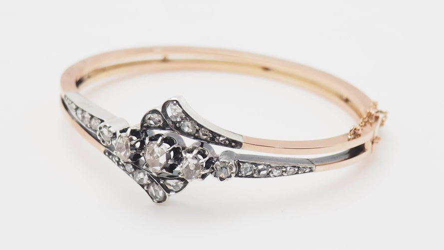 Bracelet Bracelet Napoléon III - Or rose, argent et diamants, XIXe siècle 58 Facettes 32756