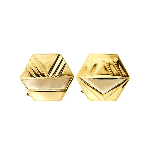 Boutons de manchette Boutons de manchette hexagonaux en or jaune et or blanc 18 ct 58 Facettes 37572