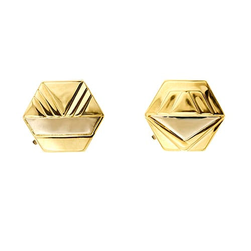Boutons de manchette Boutons de manchette hexagonaux en or jaune et or blanc 18 ct 58 Facettes 37572