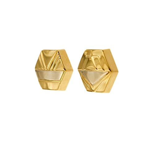 Boutons de manchette Boutons de manchette hexagonaux en or jaune et or blanc 18 ct 58 Facettes 37572