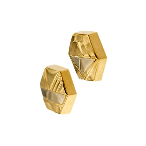 Boutons de manchette Boutons de manchette hexagonaux en or jaune et or blanc 18 ct 58 Facettes 37572