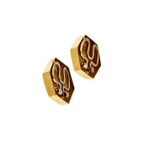 Boutons de manchette Boutons de manchette hexagonaux en or jaune et or blanc 18 ct 58 Facettes 37572