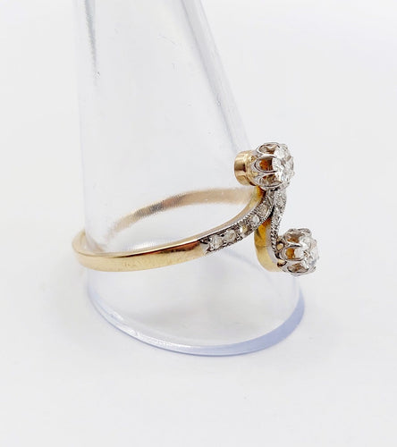 Bague 68 Bague toi et moi en or 18k et platine, diamants taille ancienne, 1900 58 Facettes A07892