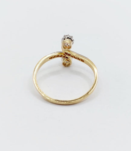 Bague 68 Bague toi et moi en or 18k et platine, diamants taille ancienne, 1900 58 Facettes A07892