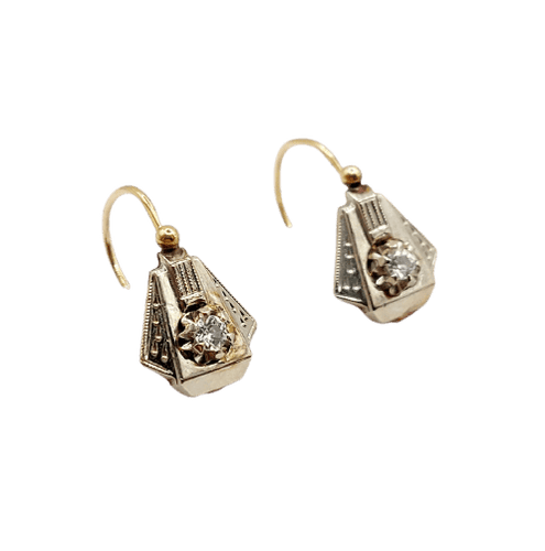 Boucles d'oreilles Dormeuses - Boucles d’oreilles Art déco en or 18k avec quartz blanc, vers 1910 58 Facettes A07897