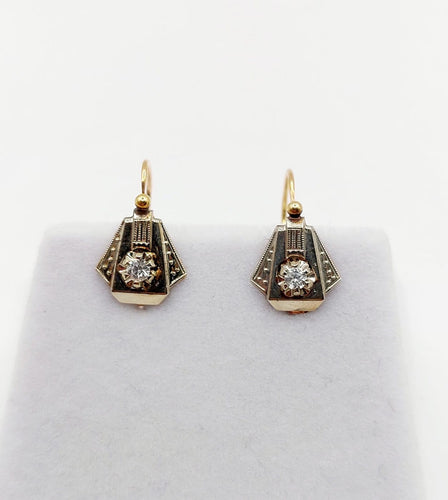 Boucles d'oreilles Dormeuses - Boucles d’oreilles Art déco en or 18k avec quartz blanc, vers 1910 58 Facettes A07897