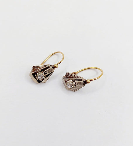 Boucles d'oreilles Dormeuses - Boucles d’oreilles Art déco en or 18k avec quartz blanc, vers 1910 58 Facettes A07897