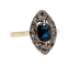 Bague 51.5 Bague marquise ancienne en or 18k et platine, saphir et diamants, vers 1920 58 Facettes A07898