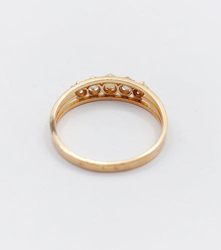Bague 59 Bague jarretière en or rose 18k, perles et diamants taille rose, vers 1900 58 Facettes A07899