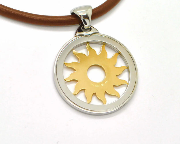 Pendentif Bulgari - Pendentif soleil en or 18 ct et acier 58 Facettes 7055