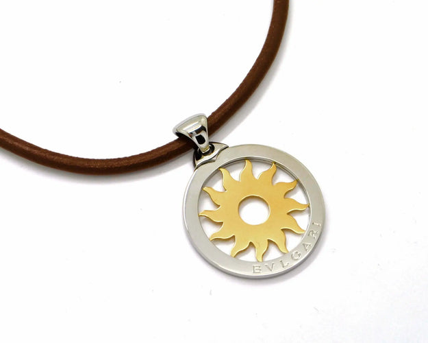 Pendentif Bulgari - Pendentif soleil en or 18 ct et acier 58 Facettes 7055