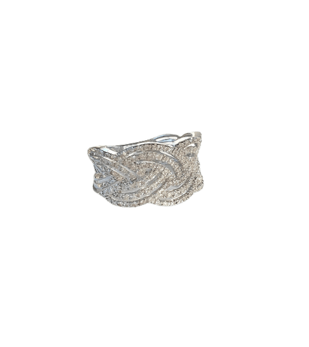 Bague 60.5 Bague tressée en or blanc 18 carats pavée de diamants 58 Facettes 1903