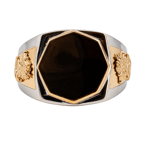 Bague 62 Chevalière homme en or bicolore 18 carats 58 Facettes Tri