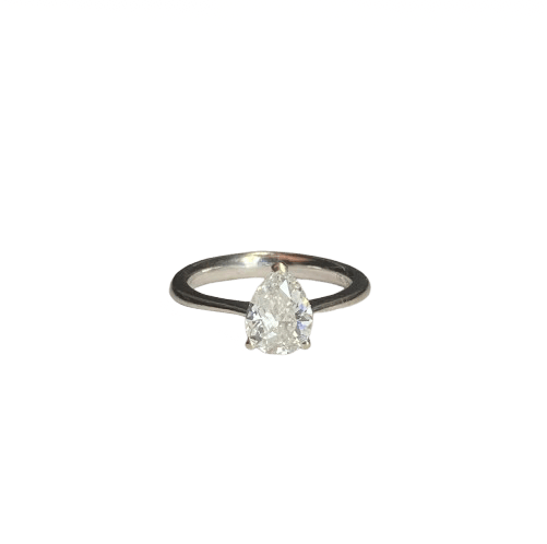 Bague 47 Bague de fiançailles en or blanc 18k avec diamant poire 0,95 ct GIA 58 Facettes BOR/260357
