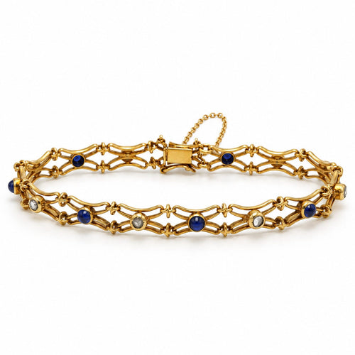 Bracelet Bracelet articulé en or jaune 750‰, saphirs et diamants 58 Facettes 260259R
