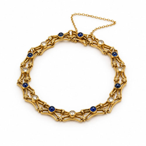 Bracelet Bracelet articulé en or jaune 750‰, saphirs et diamants 58 Facettes 260259R