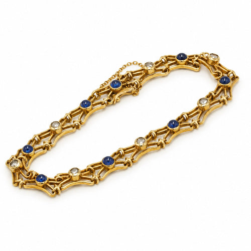 Bracelet Bracelet articulé en or jaune 750‰, saphirs et diamants 58 Facettes 260259R