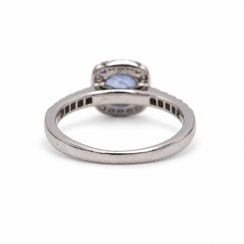 Bague 51 Bague de fiançailles en or blanc 750, saphir et diamants 58 Facettes 260255R