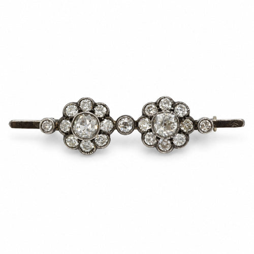 Broche Broche barrette marguerites en or jaune 750 et argent 800 avec diamants 58 Facettes 260254R