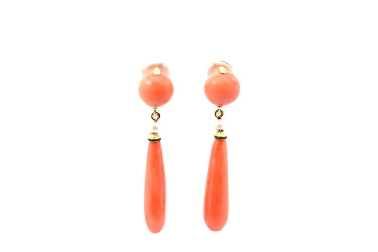 Boucles d'oreilles Boucles d'oreilles anciennes en corail et perles fines 58 Facettes 26993
