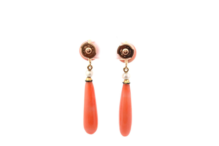 Boucles d'oreilles Boucles d'oreilles anciennes en corail et perles fines 58 Facettes 26993