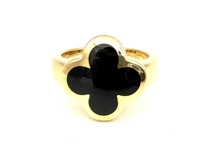 Bague 55 Van Cleef & Arpels Pure Alhambra - Bague en or jaune 18k et onyx 58 Facettes VCA BG 1056