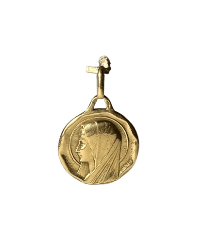 Pendentif Mazzoni - Médaille en or 18 carats représentant la Vierge 58 Facettes 281