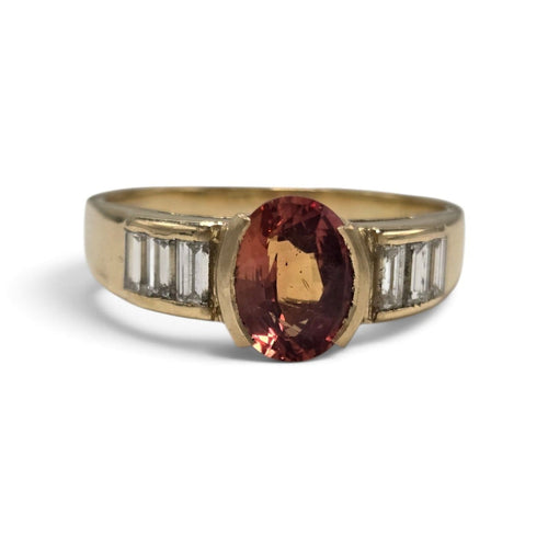 Bague 62 Bague ancienne en or 750 millièmes, grenat mandarin et diamants taille baguette 58 Facettes Bague_010