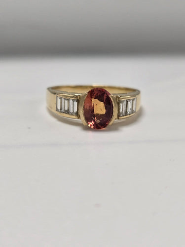 Bague 62 Bague ancienne en or 750 millièmes, grenat mandarin et diamants taille baguette 58 Facettes Bague_010