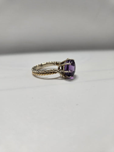 Bague 53 Bague en or 750 millièmes deux tons avec améthyste 58 Facettes Bague_011